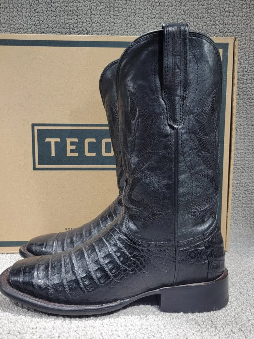 Tecovas The William Men's US Size 8D Midnight Caiman Cowboy Pull-on Boots